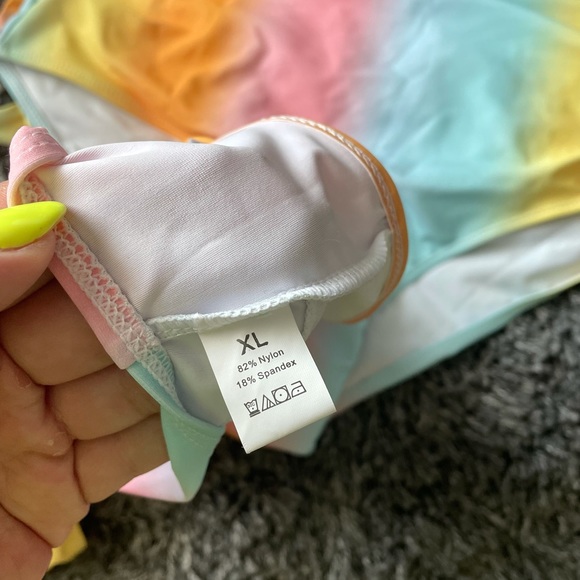 Rainbow High Waisted Bikini w/ Push Up Top - Picture 5 of 8